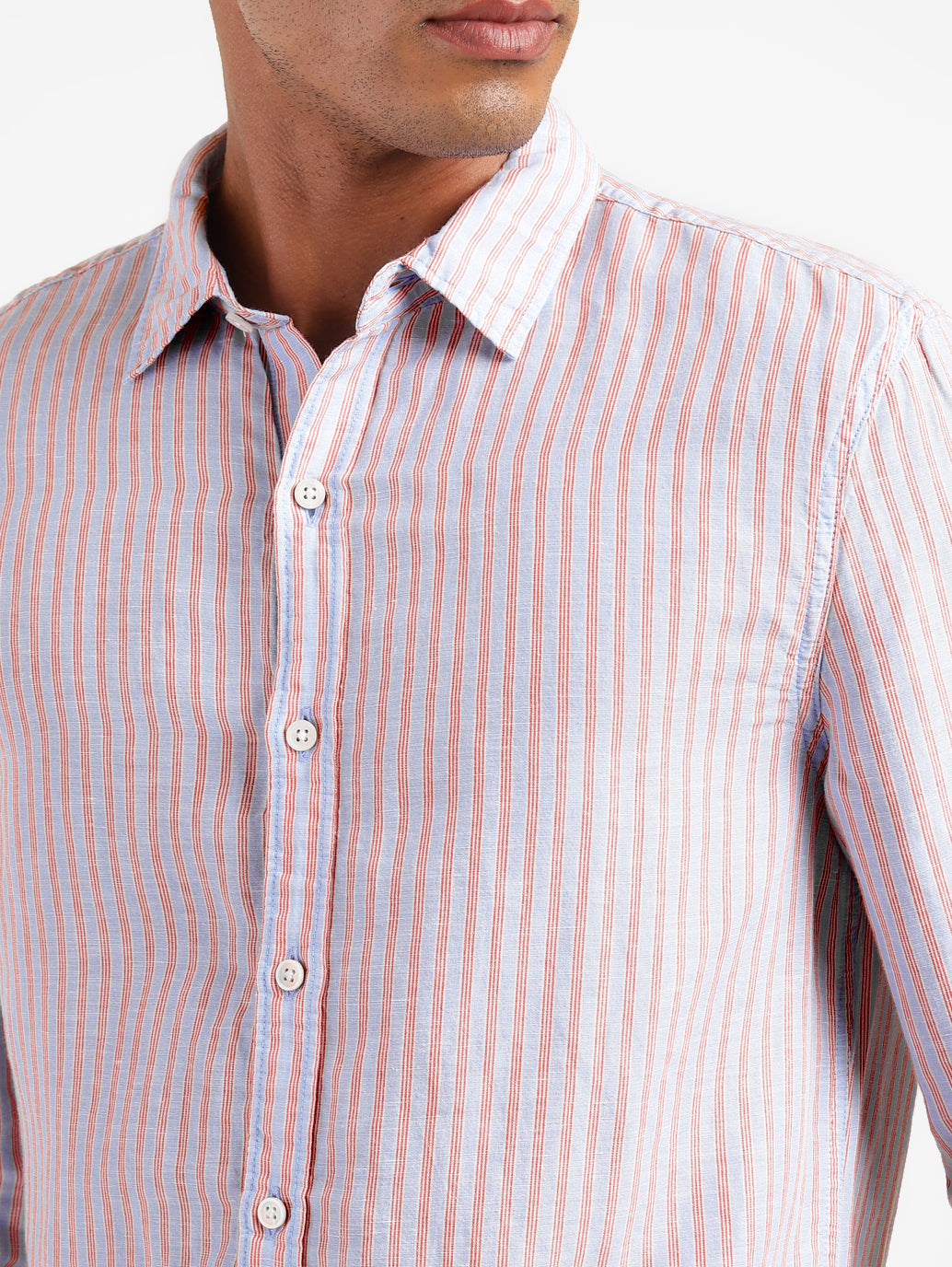 Men's Striped Slim Fit Linen Shirt