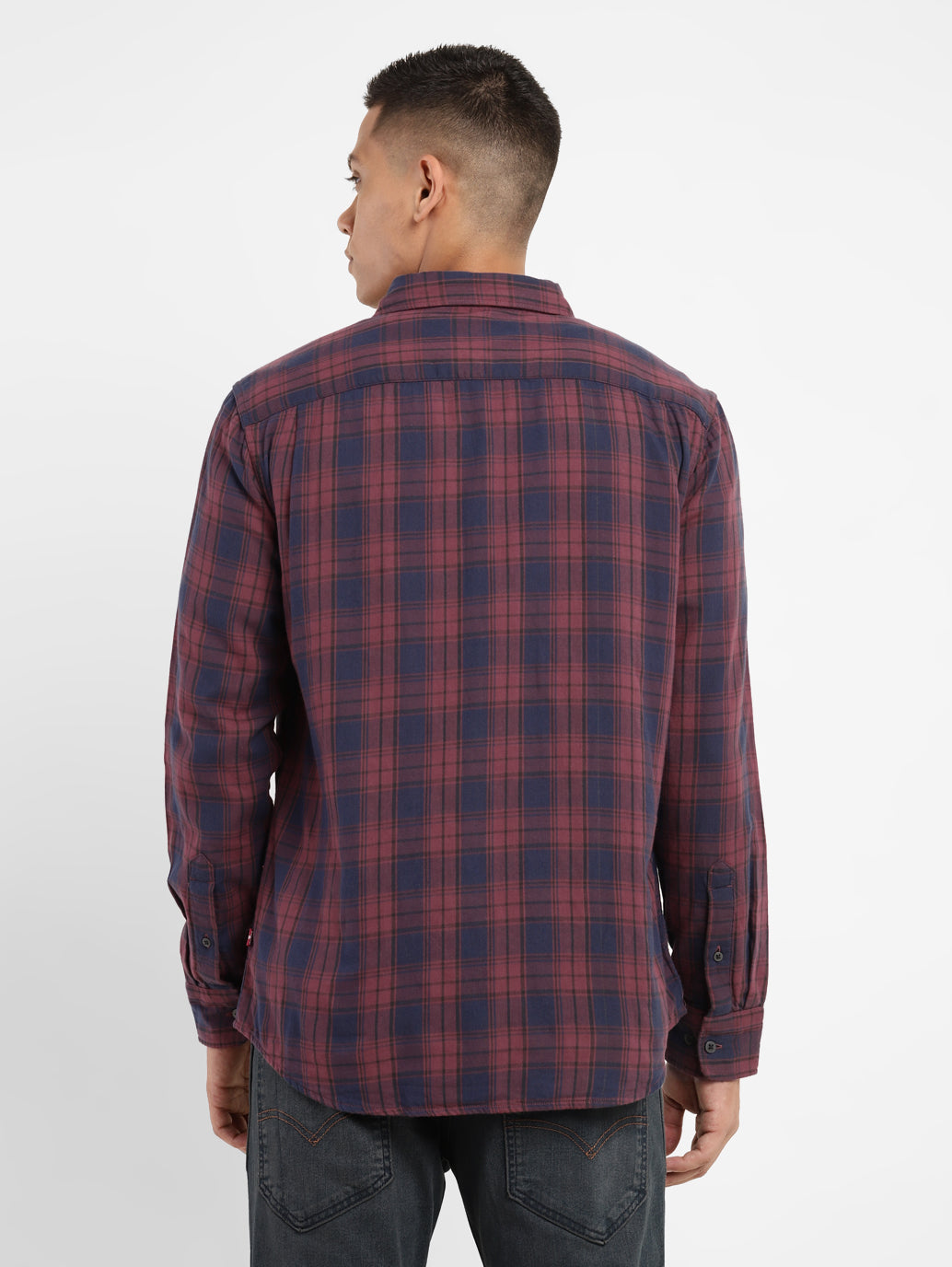 Men's Checkered Spread Collar Shirt