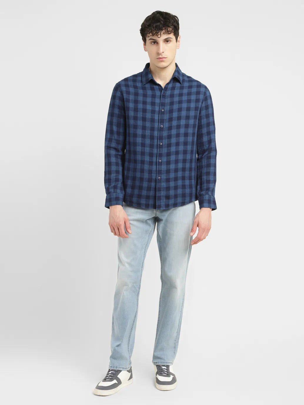 Levis blue check shirt deals