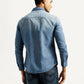 Men's Solid Light Blue Slim Fit Denim Shirt - Back View