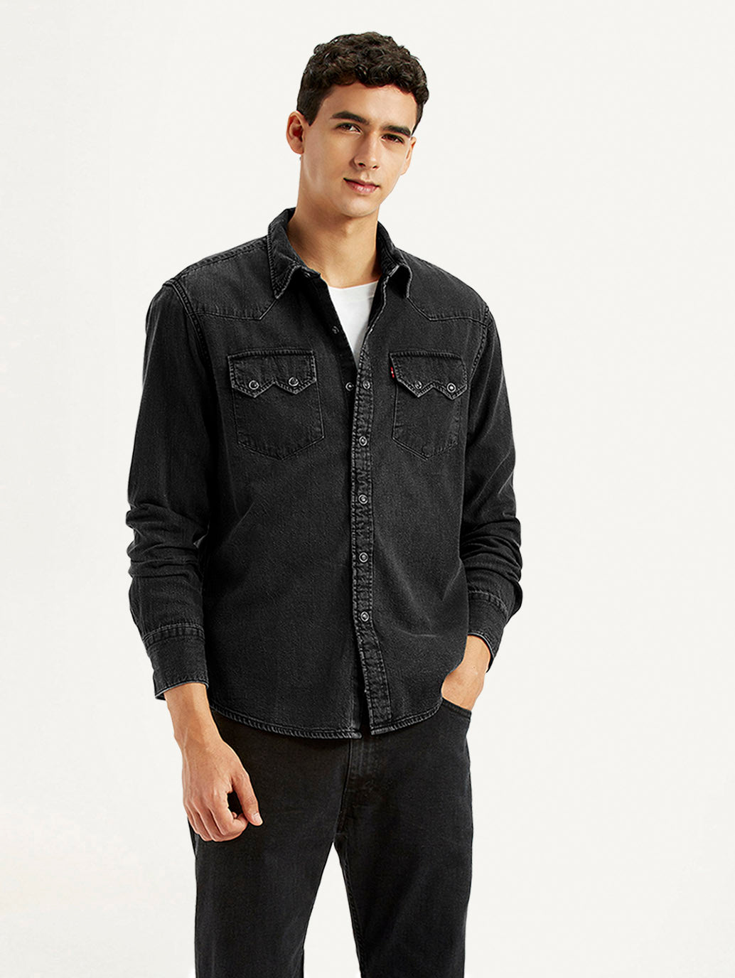 Men's Solid Charcoal Grey Slim Fit Shirt