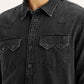 Men's Solid Charcoal Grey Slim Fit Shirt - Detail View