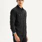 Men's Solid Charcoal Grey Slim Fit Shirt - Side View