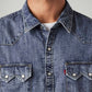 Men's Solid Slim Fit Denim Shirt - Detail View