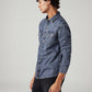 Men's Solid Slim Fit Denim Shirt - Side View