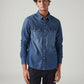 Men's Solid Slim Fit Denim Shirt - Front View