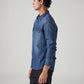 Men's Solid Slim Fit Denim Shirt - Side View