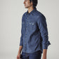 Men's Solid Slim Fit Denim Shirt - Side View