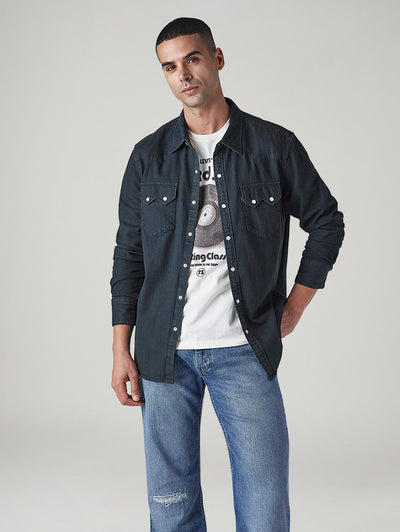 Men's Solid Slim Fit Denim Shirt-image-29
