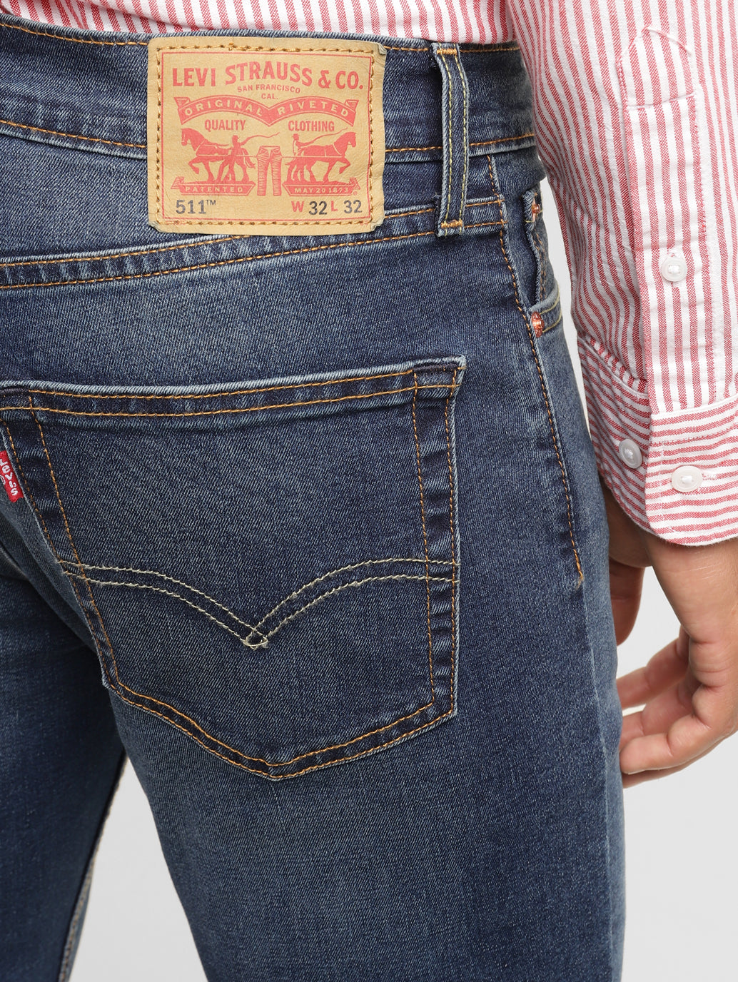 Levi Strauss Clothing Men's 511 Blue Slim Fit Mid Rise Jeans