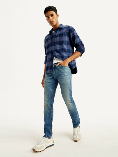 Men's 511 Blue Slim Fit Mid Rise Jeans-image-47