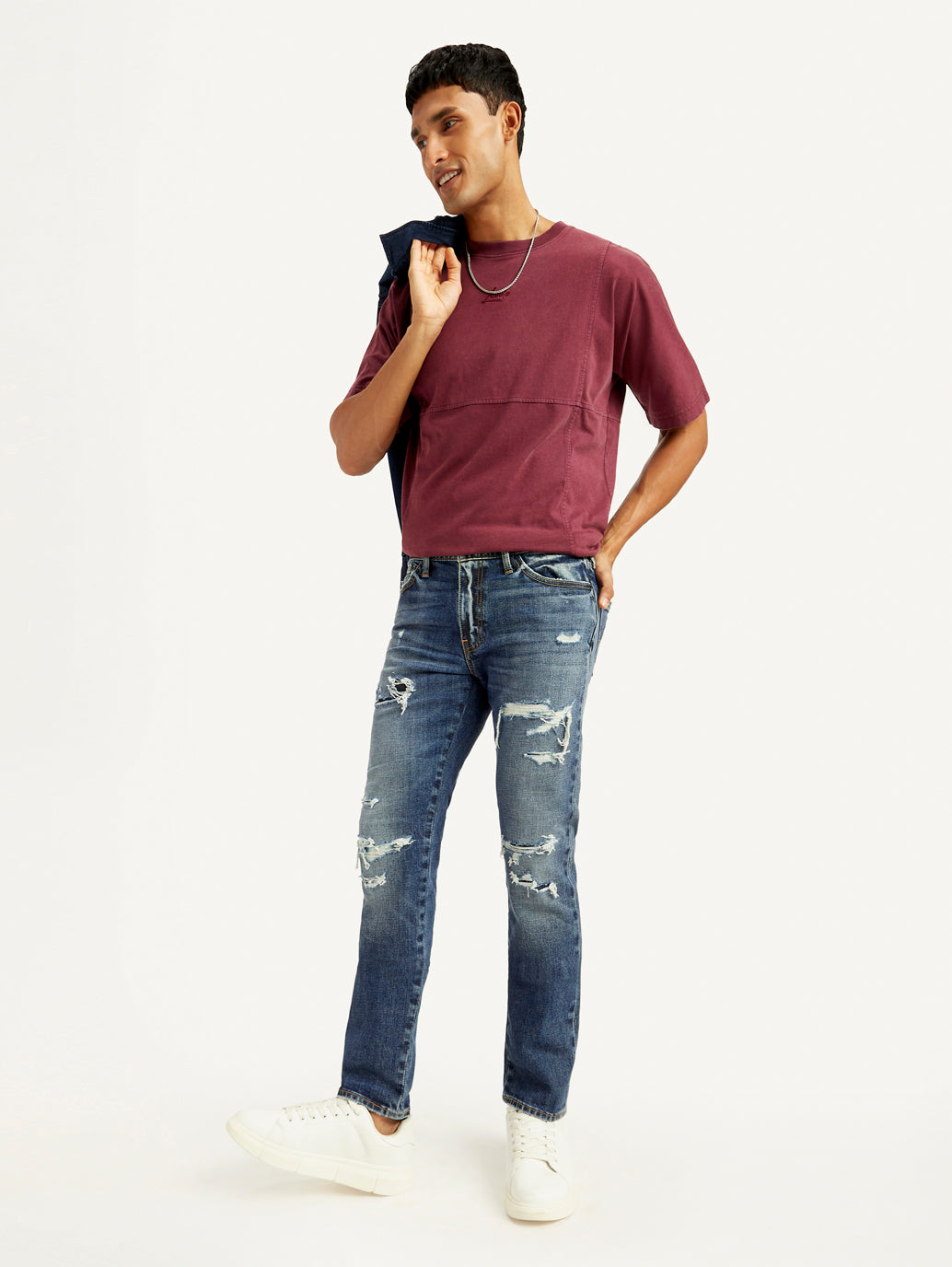 Men's 511 Blue Slim Fit Mid Rise Jeans - Elevated View