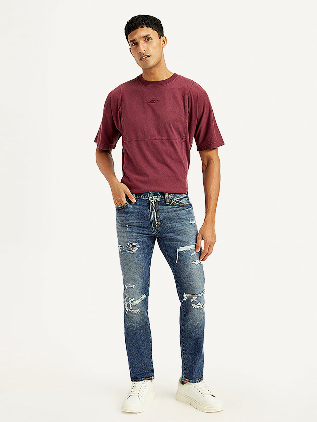 Men's 511 Blue Slim Fit Mid Rise Jeans - Front View