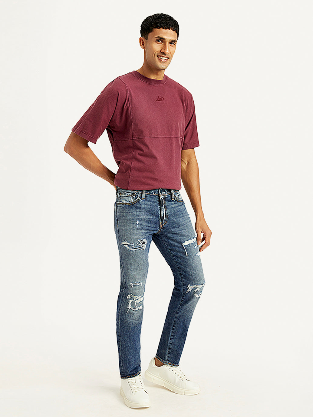 Men's 511 Blue Slim Fit Mid Rise Jeans - Side View