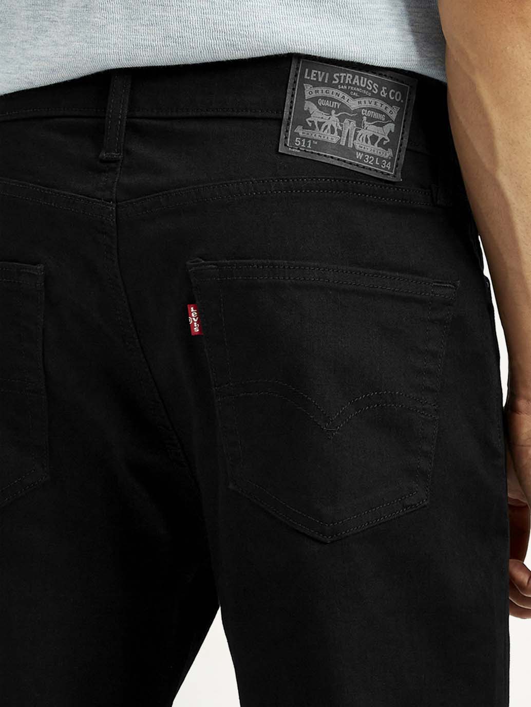 Men's 511 Black Slim Fit Mid Rise Jeans - Detail View