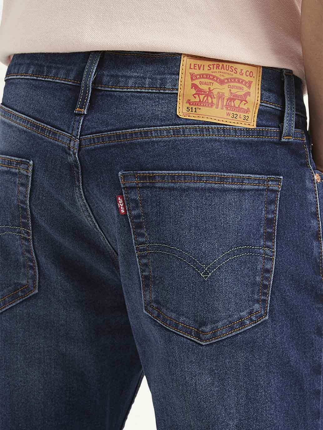 Men's 511 Blue Slim Fit Mid Rise Jeans - Detail View