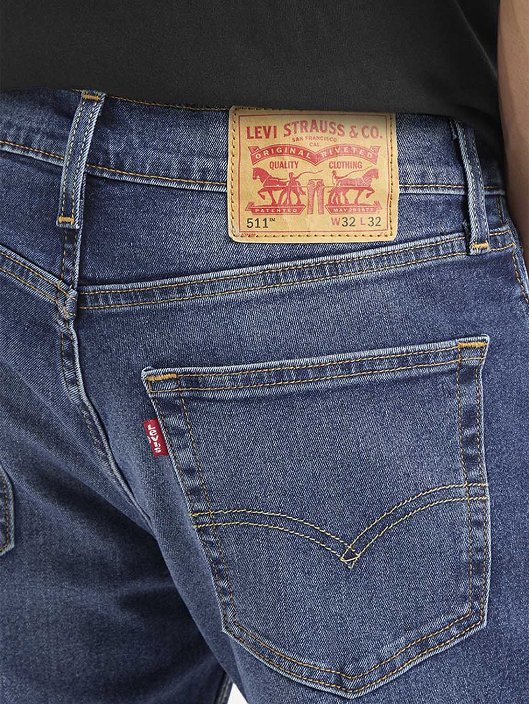 Men's 511 Blue Slim Fit Mid Rise Jeans - Detail View