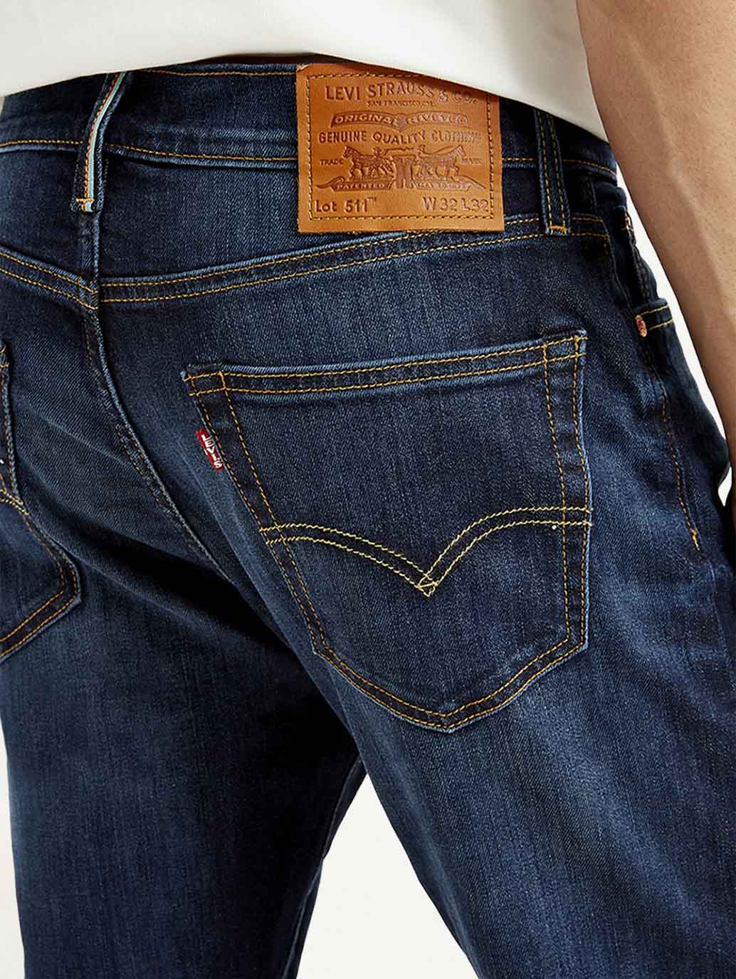 Men's 511 Dark Blue Slim Fit Mid Rise Jeans - Detail View