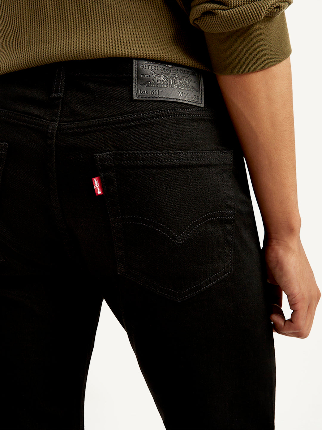 Buy Men's 511 Black Slim Fit Mid-Rise Pure Cotton Jeans Online