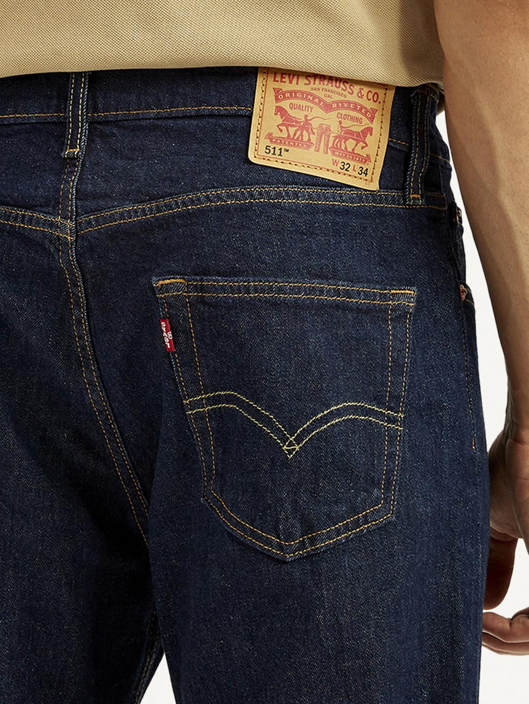 Men's 511 Navy Blue Slim Fit Mid Rise Jeans - Detail View