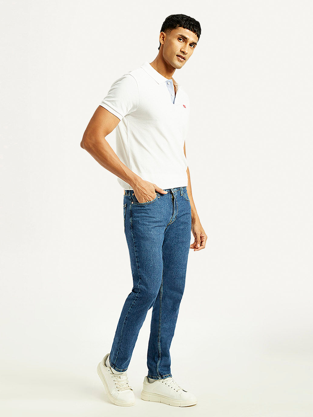 Men's 511 Blue Slim Fit Mid Rise Jeans - Side View
