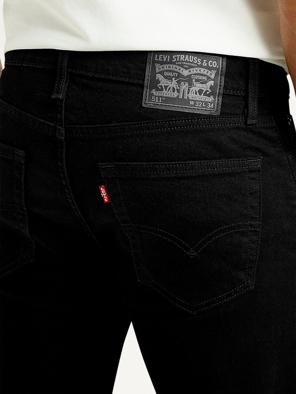Men's 511 Black Slim Fit Mid Rise Jeans - Detail View
