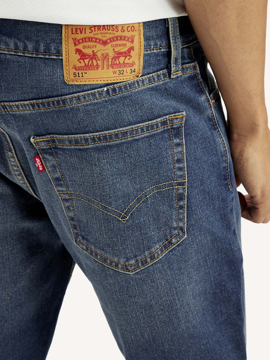 Men's 511 Blue Slim Fit Mid Rise Jeans - Detail View