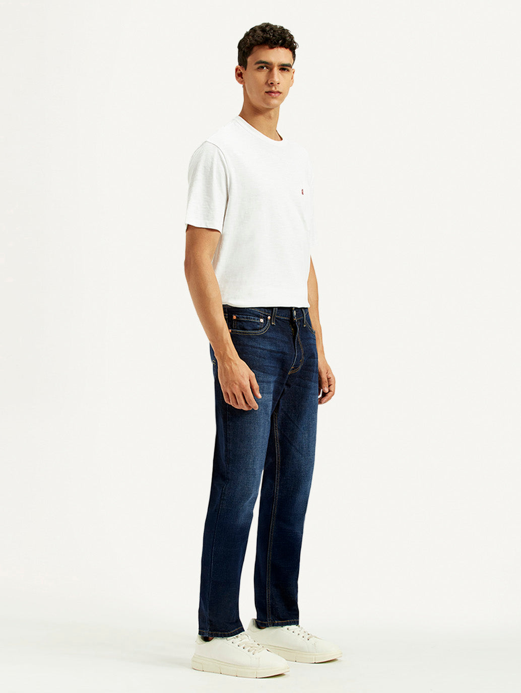 Men's 511 Dark Blue Slim Fit Mid Rise Jeans - Side View