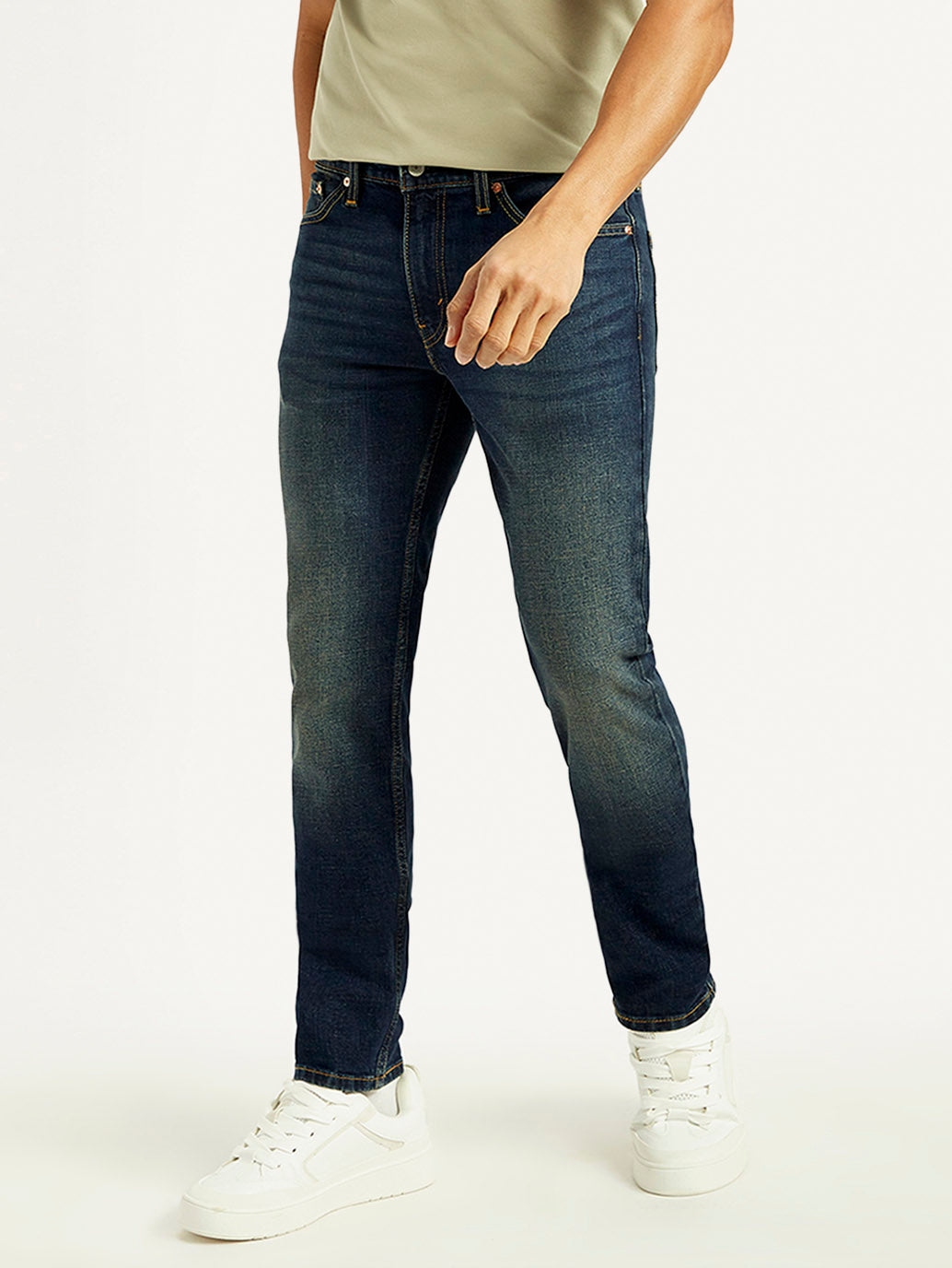Men's 511 Dark Blue Slim Fit Mid Rise Jeans - Front View
