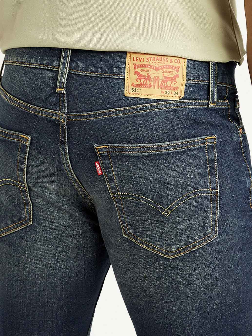 Men's 511 Dark Blue Slim Fit Mid Rise Jeans - Detail View