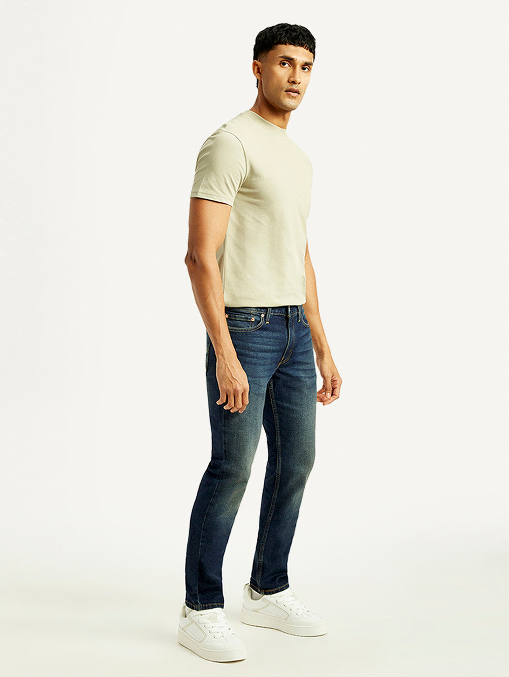 Men's 511 Dark Blue Slim Fit Mid Rise Jeans - Side View