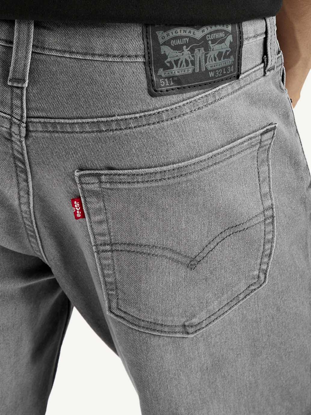 Men's 511 Grey Slim Fit Mid Rise Jeans - Detail View