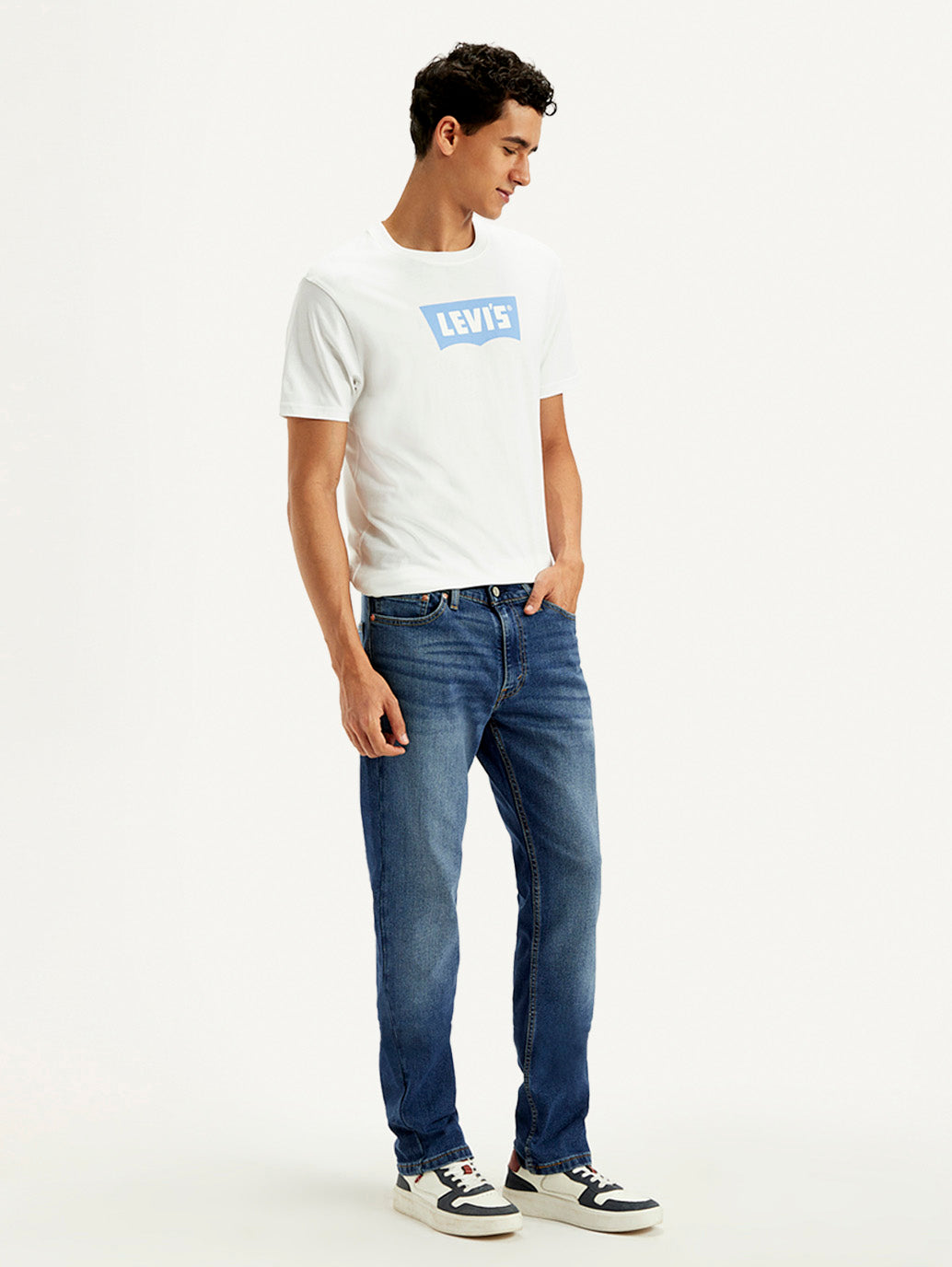 Men's 511 Blue Slim Fit Mid Rise Jeans - Side View