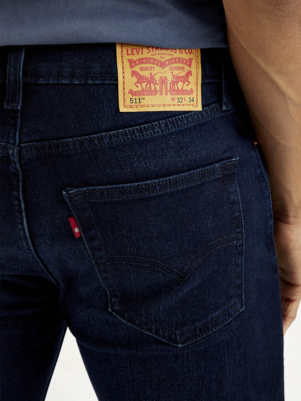Men's 511 Navy Slim Fit Mid Rise Jeans - Detail View