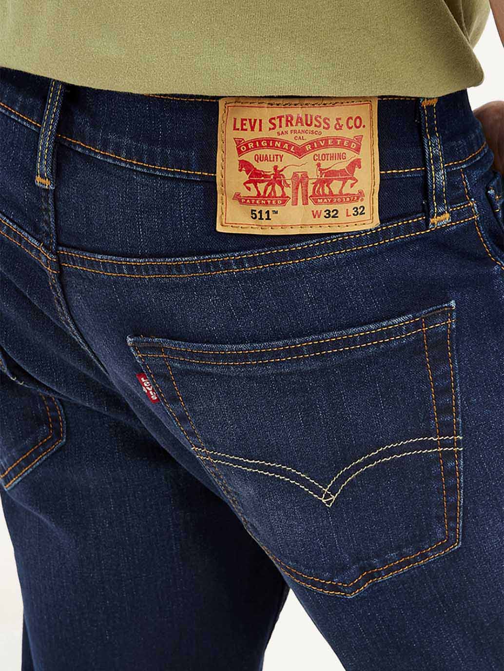 Men's 511 Dark Blue Slim Fit Mid Rise Jeans - Detail View