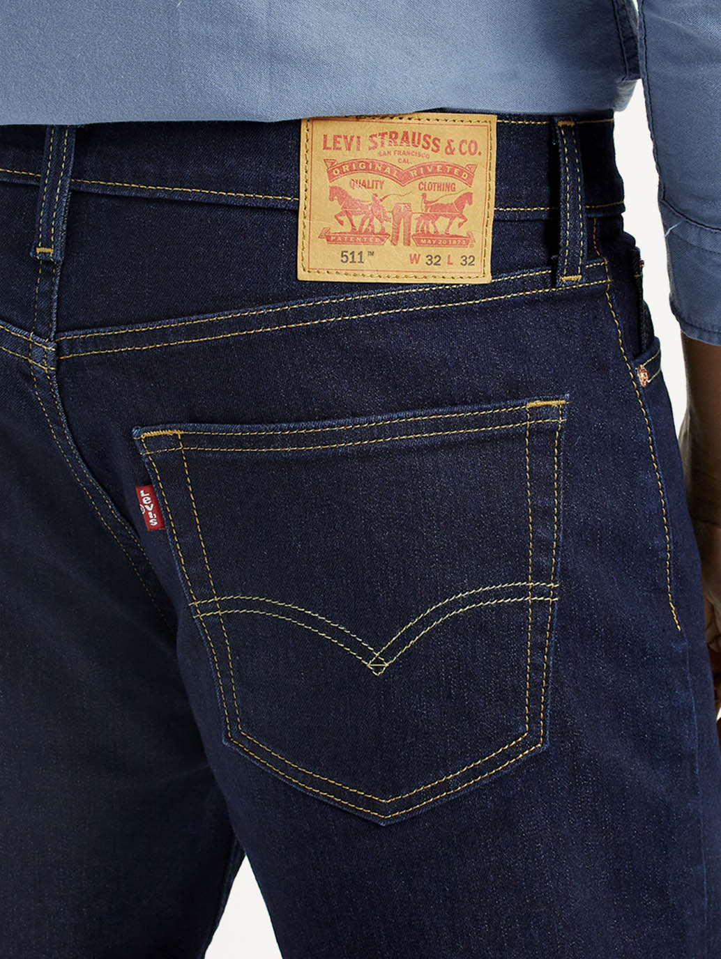 Men's 511 Dark Blue Slim Fit Mid Rise Jeans - Detail View