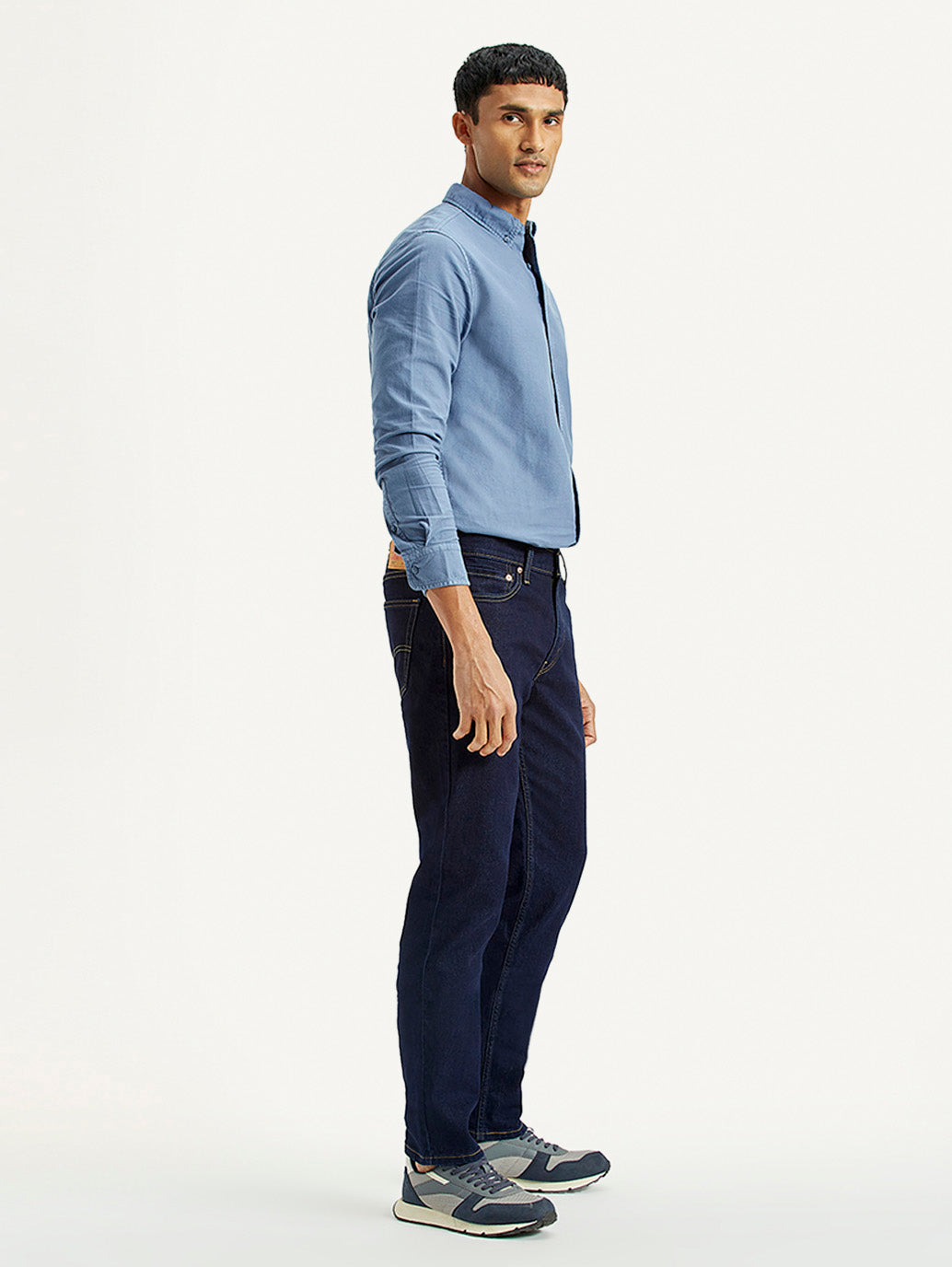 Men's 511 Dark Blue Slim Fit Mid Rise Jeans - Side View