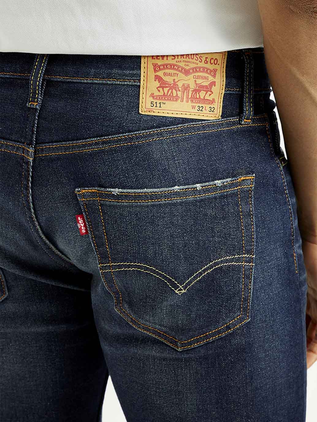 Men's Tinted 511 Dark Indigo Slim Fit Mid Rise Jeans - Detail View