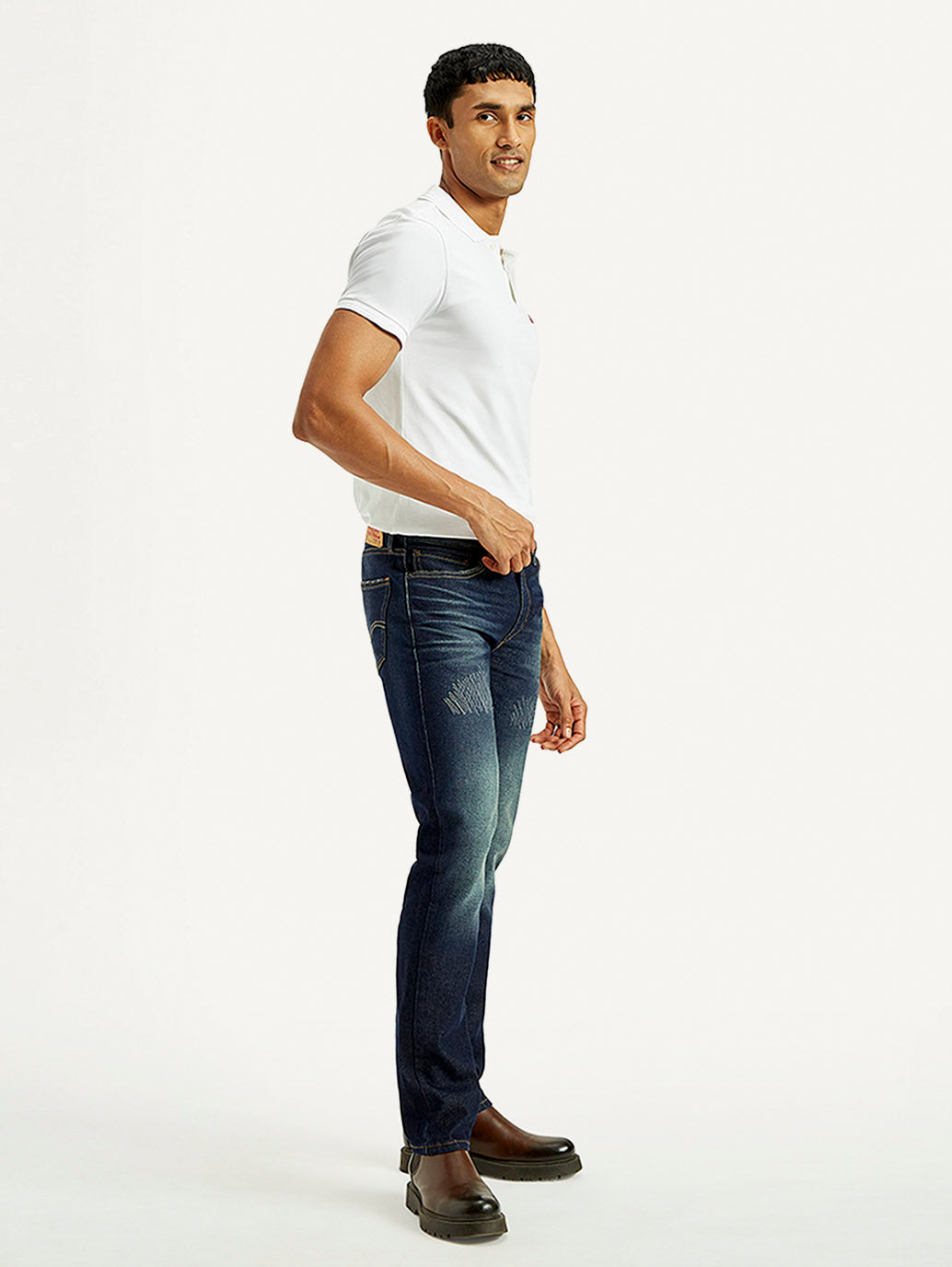 Men's Tinted 511 Dark Indigo Slim Fit Mid Rise Jeans - Side View