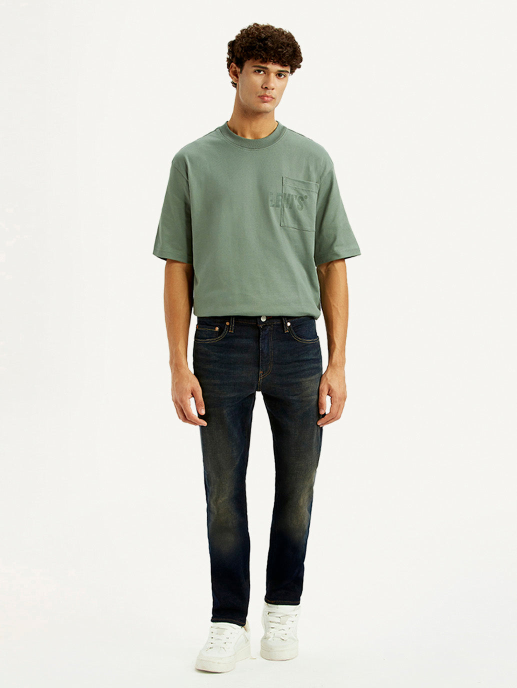 Men's 511 Dark Blue Slim Fit Mid Rise Selvedge Jeans - Front View