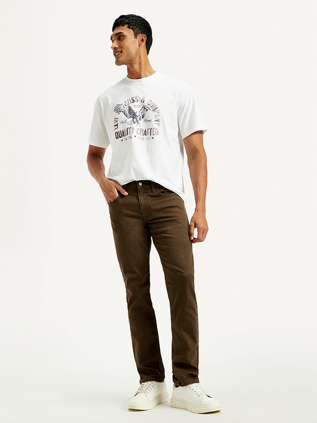 Men's 511 Brown Overdyed Slim Fit Mid Rise Jeans