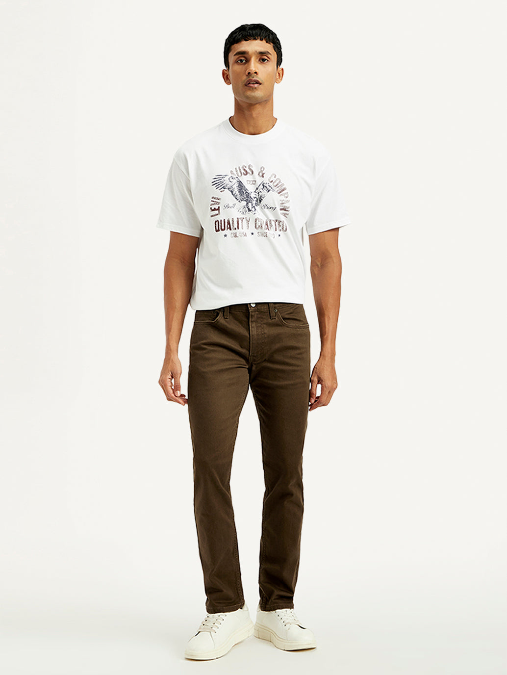 Men's 511 Brown Overdyed Slim Fit Mid Rise Jeans - Front View