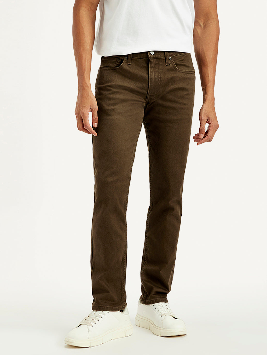 Men's 511 Brown Overdyed Slim Fit Mid Rise Jeans - Front View