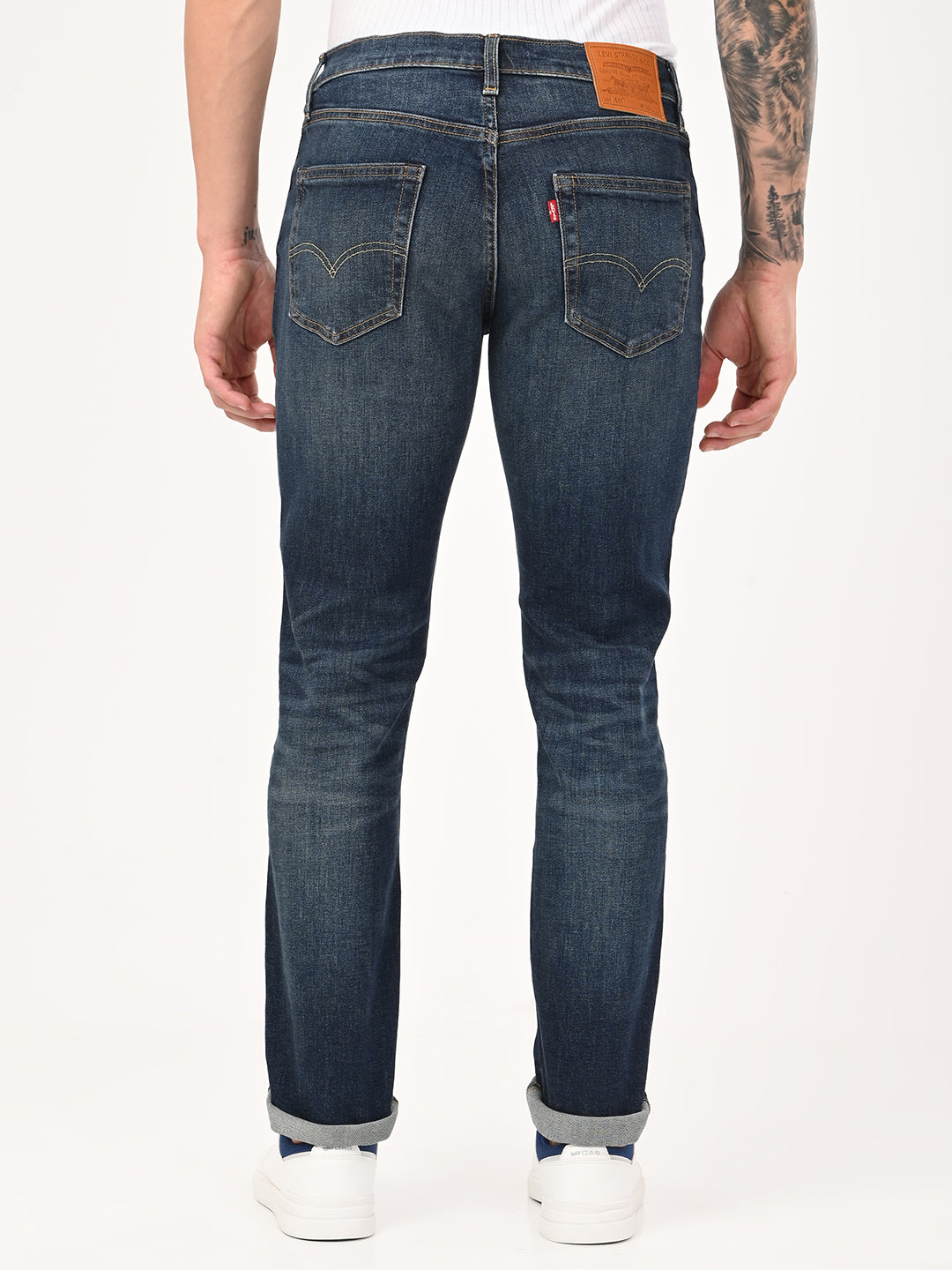 Men's 511 Blue Slim Fit Mid Rise Jeans - bac View