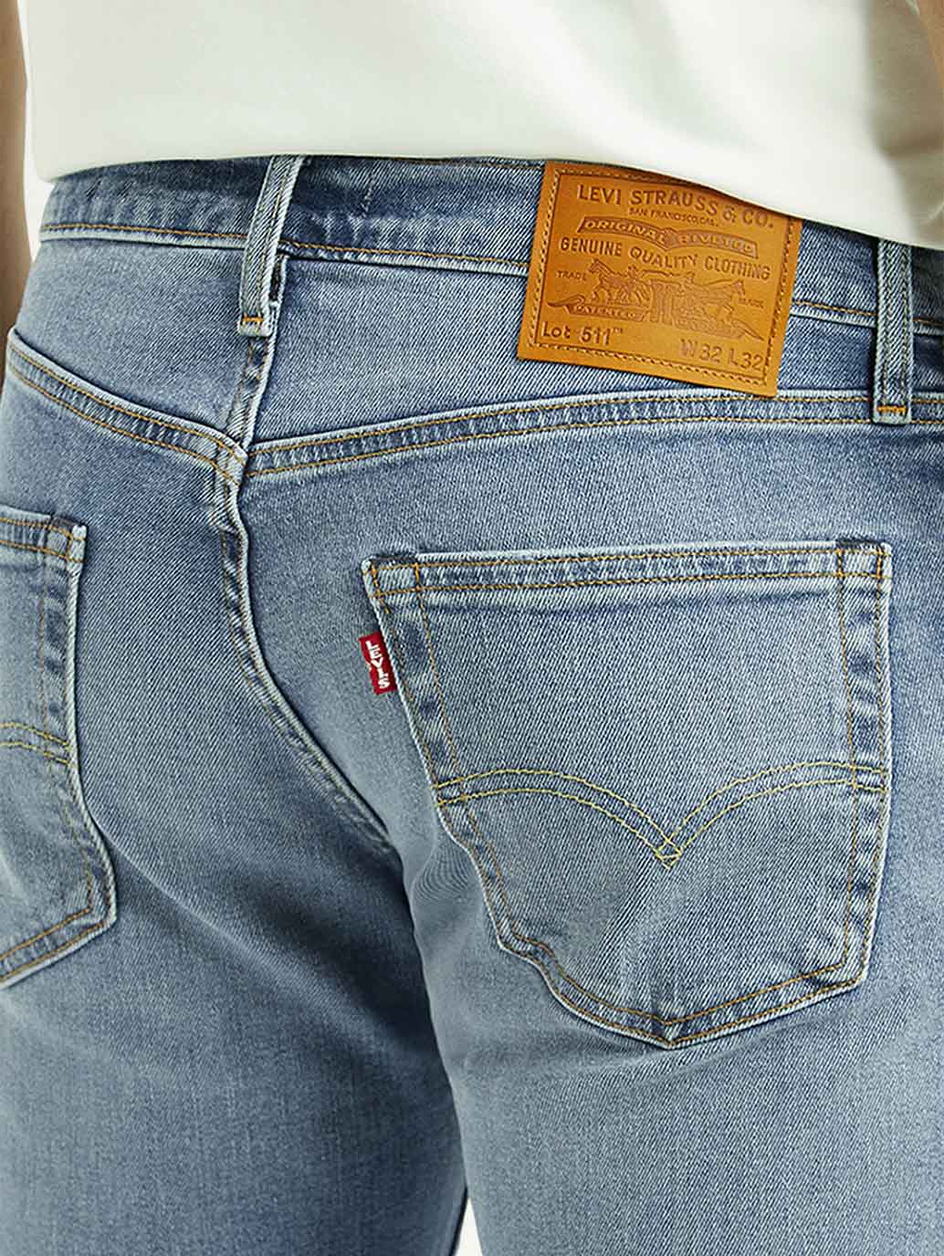 Men's 511 Light Blue Slim Fit Mid Rise Jeans - Detail View