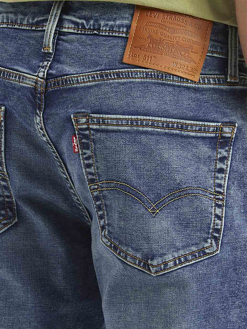 Men's 511 Blue Slim Fit Mid Rise Jeans - Detail View