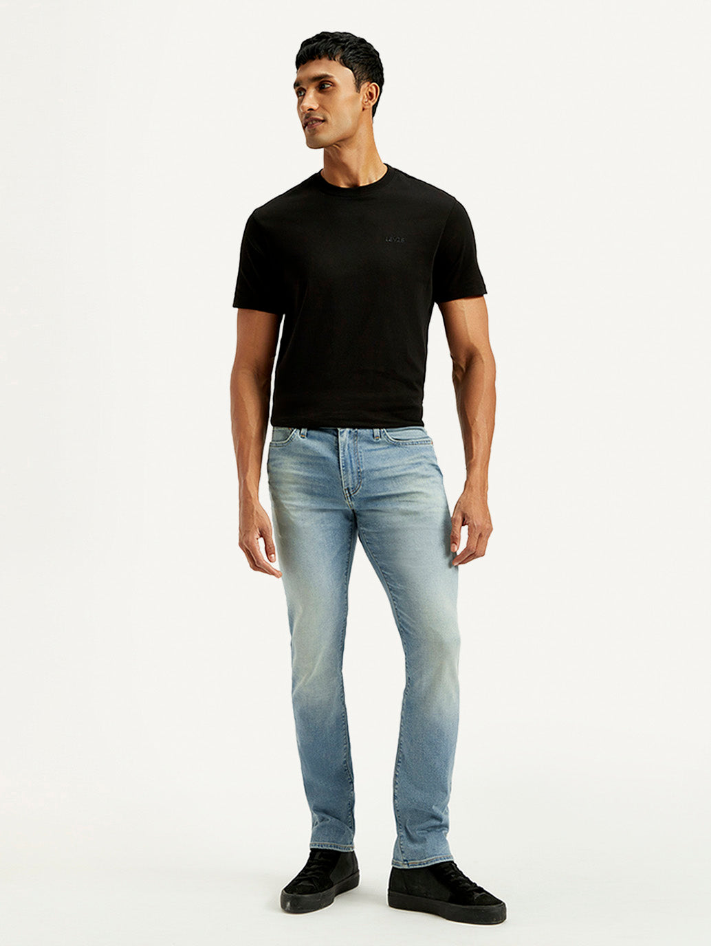 Men's 511 Blue Slim Fit Mid Rise Linen Jeans - Front View
