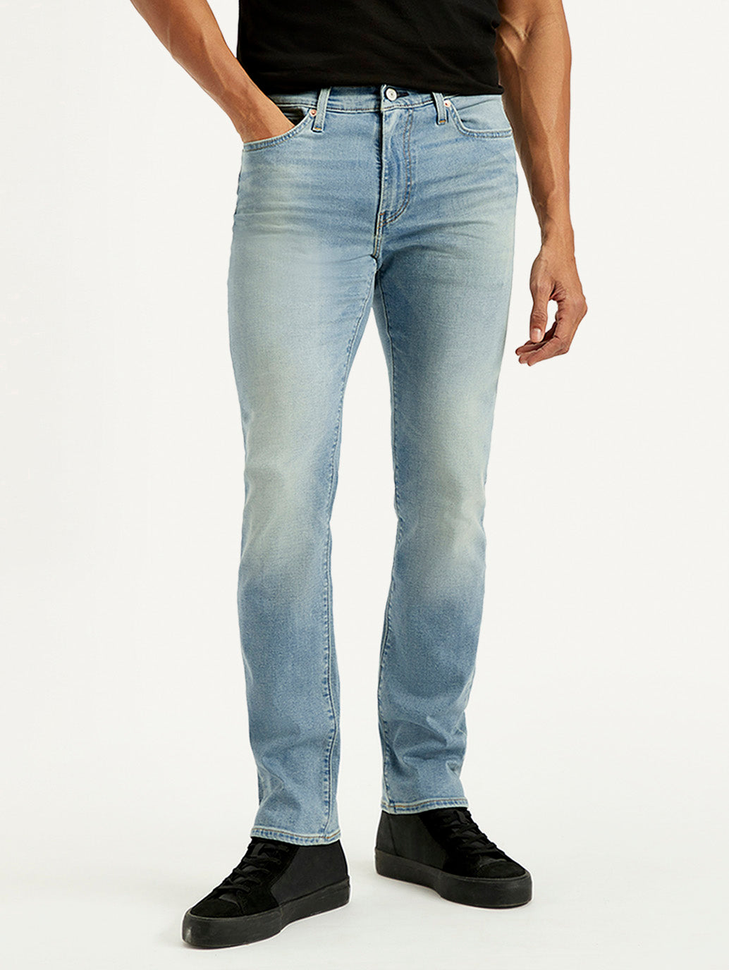 Men's 511 Blue Slim Fit Mid Rise Linen Jeans - Front View
