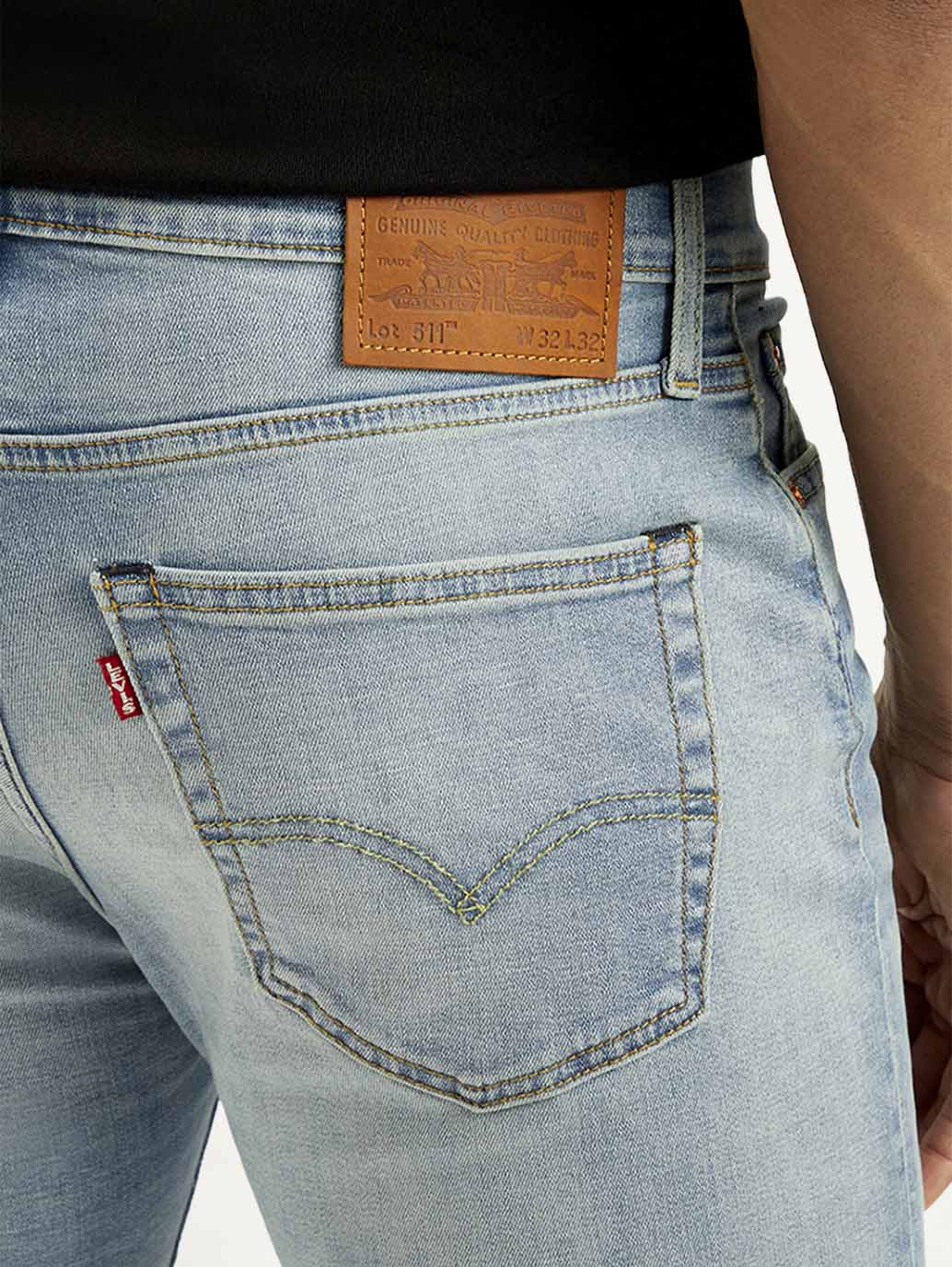 Men's 511 Blue Slim Fit Mid Rise Linen Jeans - Detail View