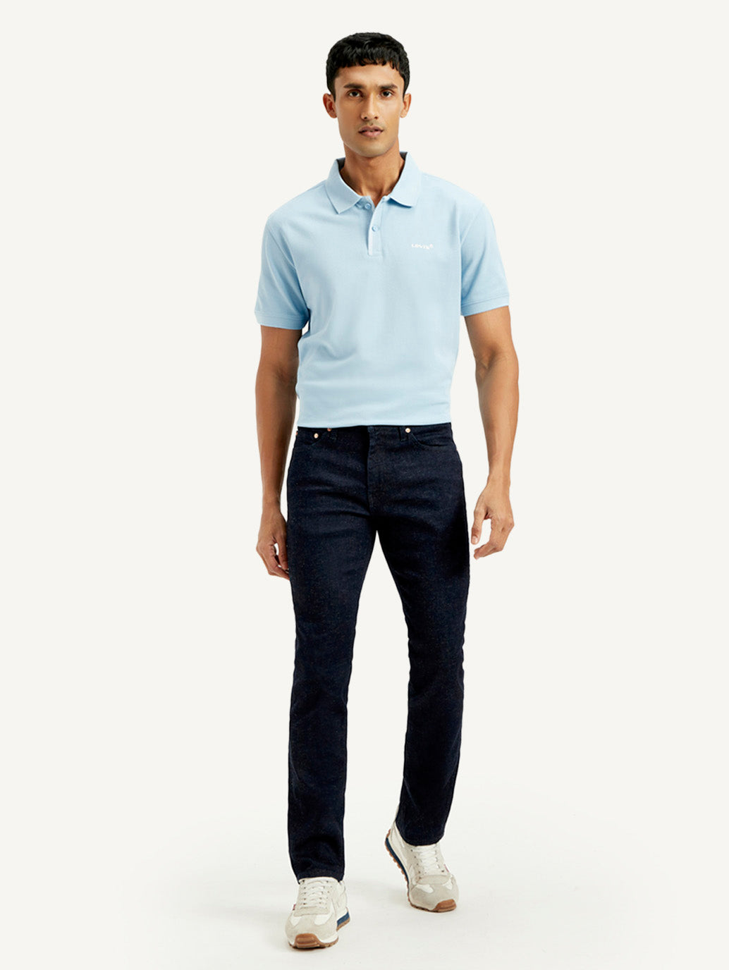 Men's 511 Dark Blue Slim Fit Mid Rise Linen Jeans - Front View